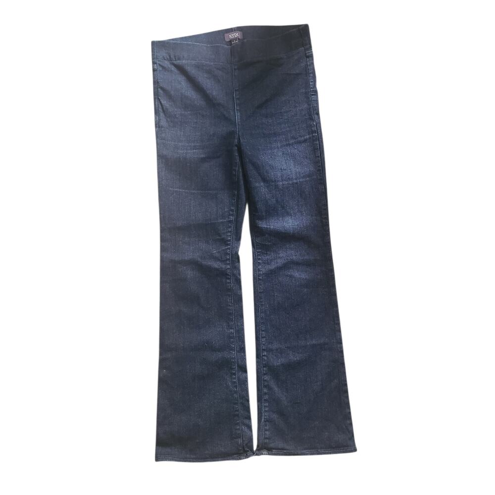 NYDJ High Rise Pull-On Bootcut Jeans Dark Wash Stretch Tummy Control Sz L 12-14